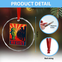 Frog Resist Crystal Glass Ornament Free Portland Oregon Poster Graphic Freedom Fighters TS02