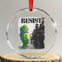 Frog Resist Crystal Glass Ornament Portland Frog Activist Protest City Art TS11
