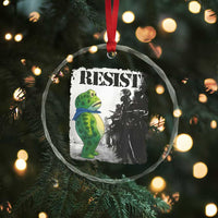 Frog Resist Crystal Glass Ornament Portland Frog Activist Protest City Art - Wonder Print Shop