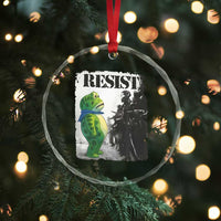 Frog Resist Crystal Glass Ornament Portland Frog Activist Protest City Art TS11