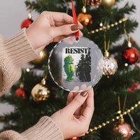 Frog Resist Crystal Glass Ornament Portland Frog Activist Protest City Art TS11