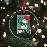 Frog Resist Crystal Glass Ornament Portland Frog Raised Fist Poster Graphic TS11
