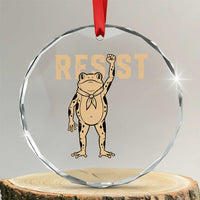 Frog Resist Crystal Glass Ornament Raised Fist Protest Fighter Retro Graphic - Wonder Print Shop