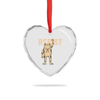 Frog Resist Heart Crystal Glass Ornament Raised Fist Protest Fighter Retro Graphic - Wonder Print Shop