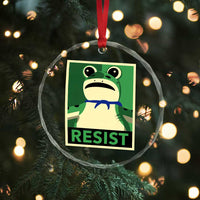 Frog Resist Poster Graphic Crystal Glass Ornament Portland Resistance Protest Minimalist - Wonder Print Shop