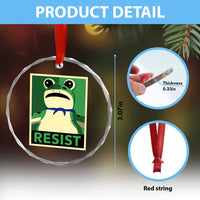 Frog Resist Poster Graphic Crystal Glass Ornament Portland Resistance Protest Minimalist - Wonder Print Shop