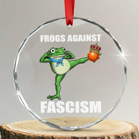 Frogs Against Fascism Crystal Glass Ornament No Fascist No Kings Funny Portland Frog Protest TS02