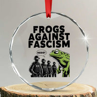 Frogs Against Fascism Crystal Glass Ornament Resist 2025 Free Portland Protest TS02