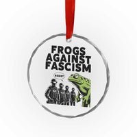 Frogs Against Fascism Crystal Glass Ornament Resist 2025 Free Portland Protest - Wonder Print Shop