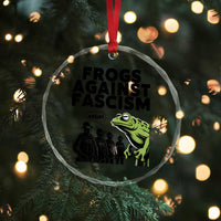Frogs Against Fascism Crystal Glass Ornament Resist 2025 Free Portland Protest - Wonder Print Shop