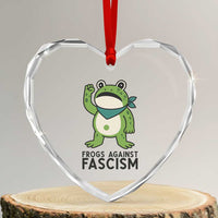 Frogs Against Fascism Heart Crystal Glass Ornament Portland Resist Protest Antifascist - Wonder Print Shop