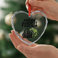 Frogs Against Fascism Heart Crystal Glass Ornament Resist 2025 Free Portland Protest - Wonder Print Shop