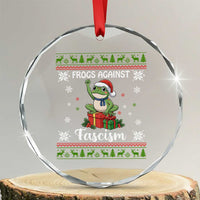 Frogs Against Fascism Ugly Sweater Crystal Glass Ornament Funny Portland Christmas Frog Gift TS12