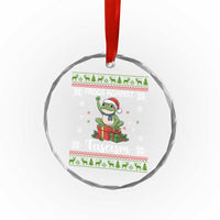 Frogs Against Fascism Ugly Sweater Crystal Glass Ornament Funny Portland Christmas Frog Gift - Wonder Print Shop