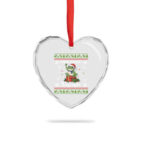 Frogs Against Fascism Ugly Sweater Heart Crystal Glass Ornament Funny Portland Christmas Frog Gift - Wonder Print Shop