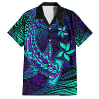 Purple Polynesian Family Matching Outfits Off Shoulder Maxi Dress And Hawaiian Shirt Tribal Hammerhead Shark - Wonder Print Shop