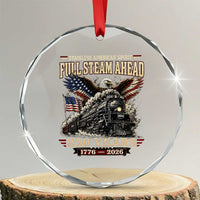 Full Steam Ahead Patriotic Bald Eagle Crystal Glass Ornament Vintage Stainless American Spirit Steam Locomotive Heritage