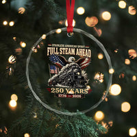Full Steam Ahead Patriotic Bald Eagle Crystal Glass Ornament Vintage Stainless American Spirit Steam Locomotive Heritage