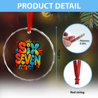 Fun Six Seven Graffiti Crystal Glass Ornament Funny 67 Meme Gen Alpha Slang Streetwear Hip Hop TS10