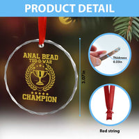 Funny #1 Anal Bead Tug O War Champion Crystal Glass Ornament Adult Humor Cringe TS11