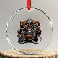 Funny #1 Dad Zombie Horror Crystal Glass Ornament Halloween Family Father Gift