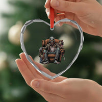 Funny #1 Dad Zombie Horror Heart Crystal Glass Ornament Halloween Family Father Gift