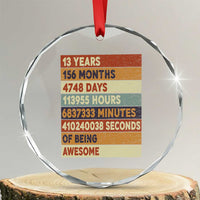 Funny 13th Birthday Crystal Glass Ornament 13 Years 156 Months 4748 Days Vintage Retro - Wonder Print Shop