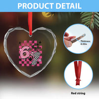 Funny 13th Birthday Official Teenager Heart Crystal Glass Ornament 6+7 13 Year Old Kids Girls Pink Checkered 67 Meme