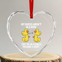 Funny 420 Weed Rubber Duck Graphic Heart Crystal Glass Ornament My Ducks Arent In A Row They Are In A Circle Passing A Joint