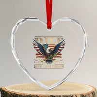 Funny 4th Of July DILF Damn I Love Freedom Heart Crystal Glass Ornament Bald Eagle American Flag - Wonder Print Shop