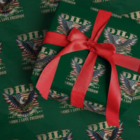Funny 4th Of July DILF Damn I Love Freedom Wrapping Paper Roll Bald Eagle American Flag - Wonder Print Shop