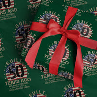Funny 50th Birthday Wrapping Paper Roll Vintage US Flag Built 50 Years Ago Parts Original