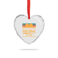 Funny 60th Birthday Heart Crystal Glass Ornament Official Member Of The Old Ball Clubs Retro Sunset - Wonder Print Shop