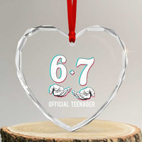 Funny 67 13th Birthday Heart Crystal Glass Ornament 6 7 Thirteen Year Old Official Teenager Hands - Wonder Print Shop