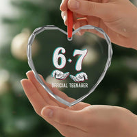 Funny 67 13th Birthday Heart Crystal Glass Ornament 6 7 Thirteen Year Old Official Teenager Hands - Wonder Print Shop