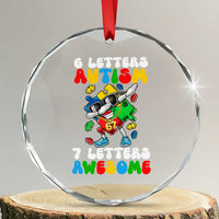 Funny 67 Autism Awareness Crystal Glass Ornament 6 Letters Autism 7 Letters Awesome Dabbing Puzzle