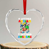 Funny 67 Autism Awareness Heart Crystal Glass Ornament 6 Letters Autism 7 Letters Awesome Dabbing Puzzle