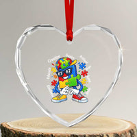 Funny 67 Autism Awareness Heart Crystal Glass Ornament Six Seven Puzzle Meme Creative Brilliant Hope Love Kindness