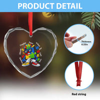 Funny 67 Autism Awareness Heart Crystal Glass Ornament Six Seven Puzzle Meme Creative Brilliant Hope Love Kindness