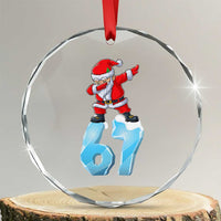 Funny 67 Christmas Crystal Glass Ornament Six Seven Dabbing Santa Meme Gen Alpha Slang TS11