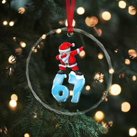 Funny 67 Christmas Crystal Glass Ornament Six Seven Dabbing Santa Meme Gen Alpha Slang - Wonder Print Shop
