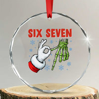Funny 67 Christmas Crystal Glass Ornament Six Seven Meme Santa Skeleton Hands Gesture Gen Alpha TS11