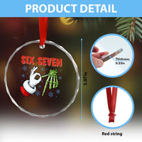 Funny 67 Christmas Crystal Glass Ornament Six Seven Meme Santa Skeleton Hands Gesture Gen Alpha TS11