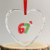 Funny 67 Christmas Heart Crystal Glass Ornament Rizz Aura Farming Bussin Six Seven Meme Gen Alpha - Wonder Print Shop