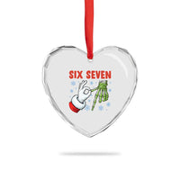 Funny 67 Christmas Heart Crystal Glass Ornament Six Seven Meme Santa Skeleton Hands Gesture Gen Alpha - Wonder Print Shop