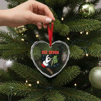 Funny 67 Christmas Heart Crystal Glass Ornament Six Seven Meme Santa Skeleton Hands Gesture Gen Alpha - Wonder Print Shop