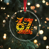 Funny 67 Halloween Crystal Glass Ornament Spooky Six Seven Meme Gen Alpha Slang - Wonder Print Shop