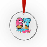 Funny 67 Ice Cream Drip Meme Six Seven Gen Alpha Slang Crystal Glass Ornament TS11