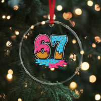 Funny 67 Ice Cream Drip Meme Six Seven Gen Alpha Slang Crystal Glass Ornament TS11