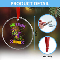 Funny 67 Mardi Gras Alligator Crystal Glass Ornament Six Seven Bruh Mardigator Dabbing Crocodile